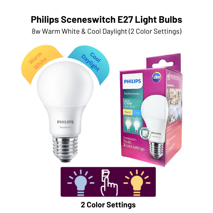 Philips LED A60 E27 Scene Switch Bulb // 2 Color in 1 Bulb & 3 Light in 1 Bulb