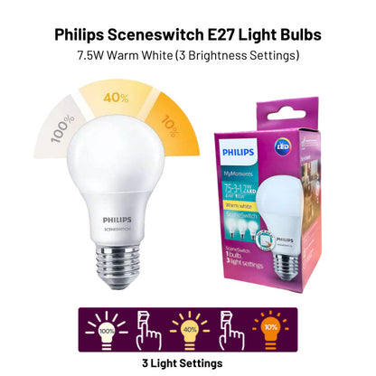 Philips LED A60 E27 Scene Switch Bulb // 2 Color in 1 Bulb & 3 Light in 1 Bulb