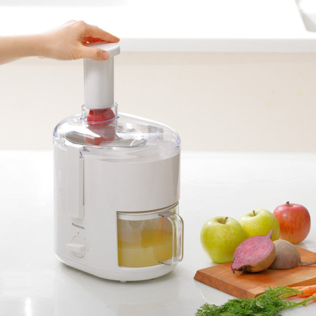 Panasonic Centrifugal Compact Juicer MJ-CS100WSP // Full Metal Spinner, Built-In Juice Cup, 2 Speed Control