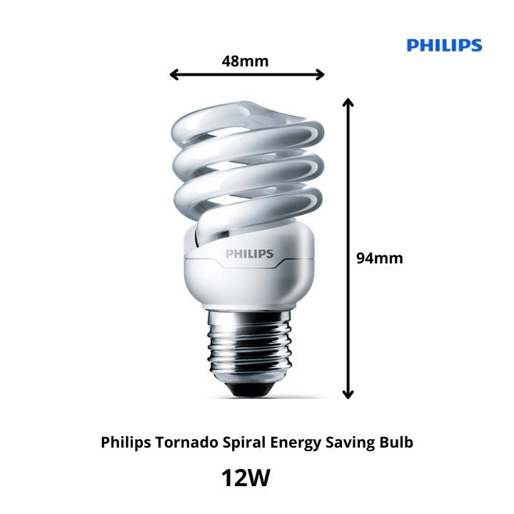 Philips Tornado Spiral Energy Saving Bulb E27 Base | 12w/15w/20w/24w | Day Light/Warm White