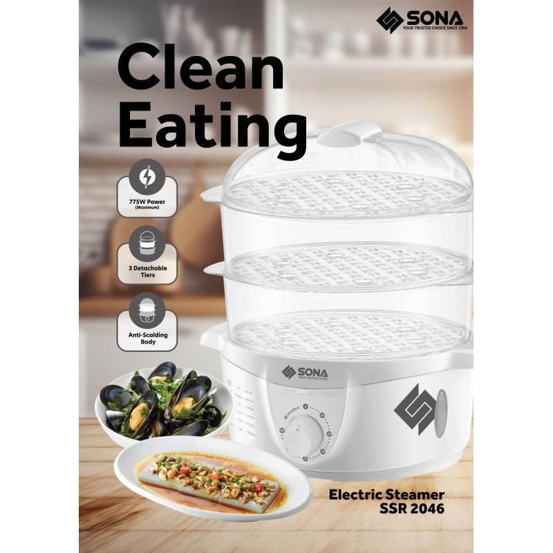 Sona 9.0L (3 Tier) Electric Steamer SSR2046