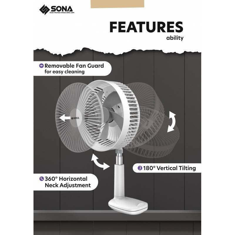 SONA 6” Portable Telescopic Clip Fan SFP 1905