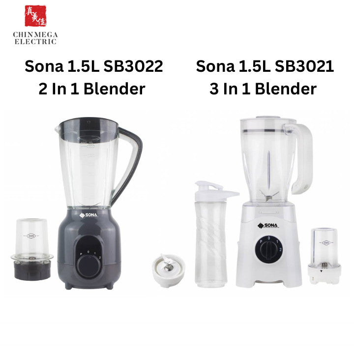 Sona 1.5L 3-In-1 Blender SB 3021 / Sona 1.5L 2-In-1 Blender SB 3022