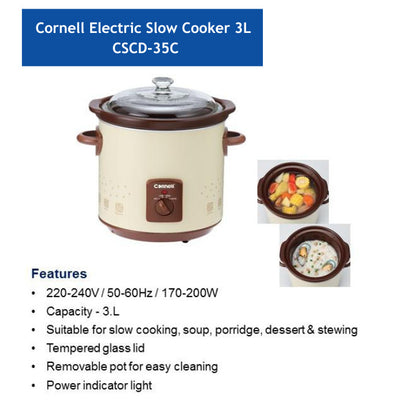 Cornell Electric Slow Cooker 3L / 5L Ceramic Pot | CSC-D35C / CSC-D50C