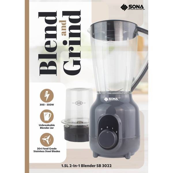 Sona 1.5L 3-In-1 Blender SB 3021 / Sona 1.5L 2-In-1 Blender SB 3022