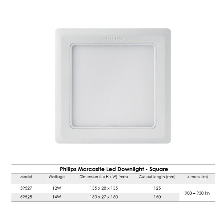 Philips Marcasite Led Downlight 12W/14W Square | 12W/14W/16W Round | Daylight/Cool White/Warm White