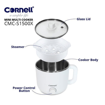 Cornell 1.5L Mini Multi-Cooker Personal Steamboat Noodle Cooker CMC-S1500X