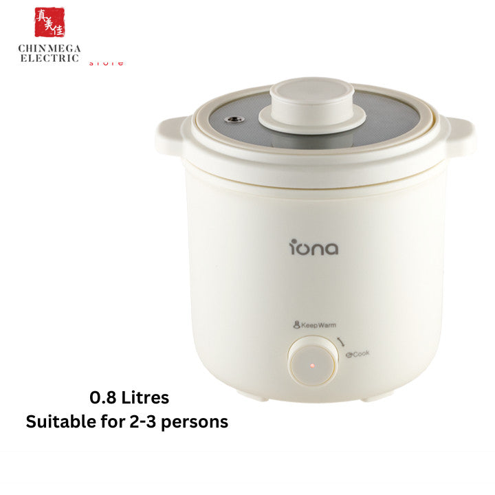 IONA 0.8L Multi Cooker / Rice Cooker with Steamer | GLRC086-White