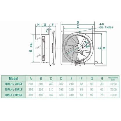 KDK Automatic Shutter Louver Type Wall Mounted Ventilating Fan 20 / 25 / 30 ALA (Enquire for installation)