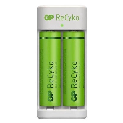 GP Recyko 2 Slot USD Charger E211 with 2x AA 2100mAh or 2x AAA 800mAh NiMH Batteries