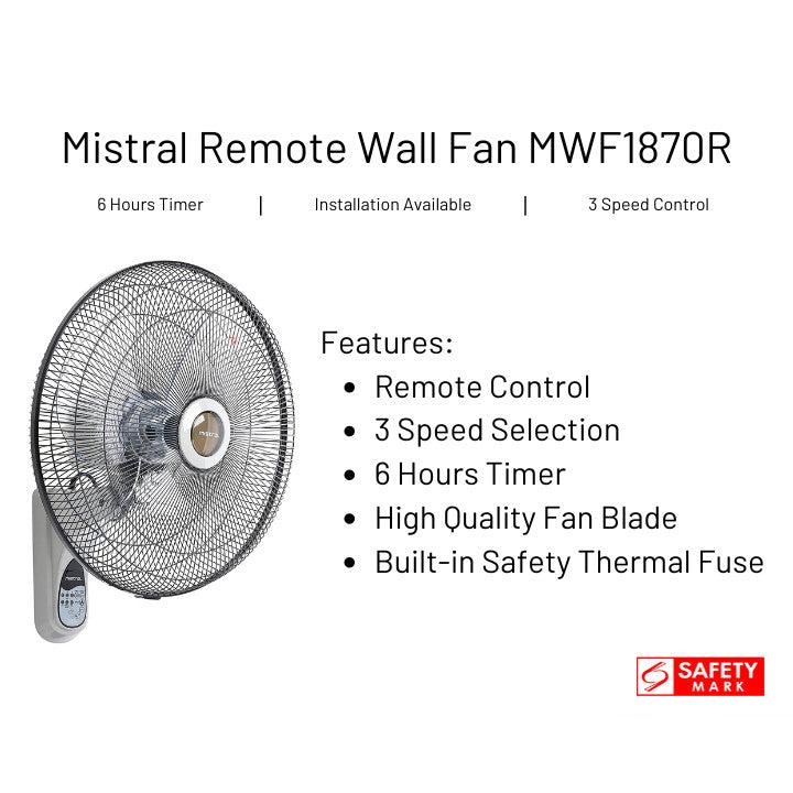 Mistral 18" Wall Fan with Remote Control | MWF1870R