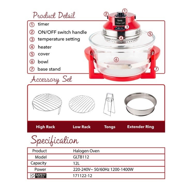 Iona 1400W Halogen Grill GLTB112