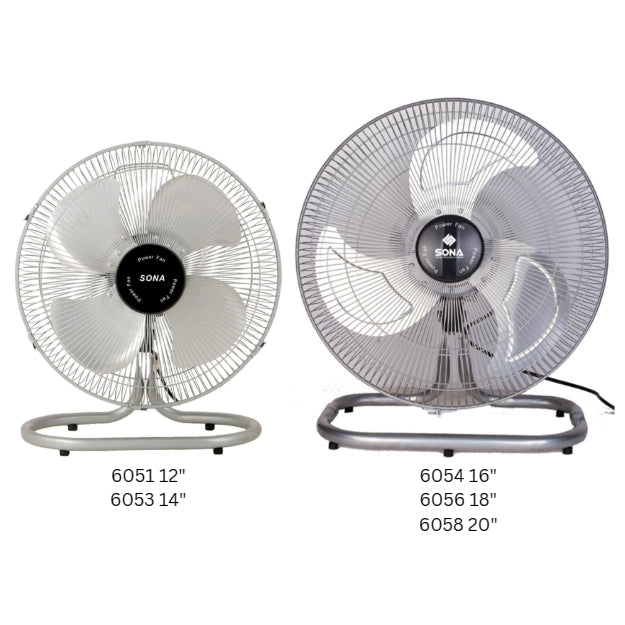 Sona 12" / 14" / 16" / 18" / 20" Electric Power Floor Fan SOF 6051 / 6053 / 6054 / 6056 / 6058