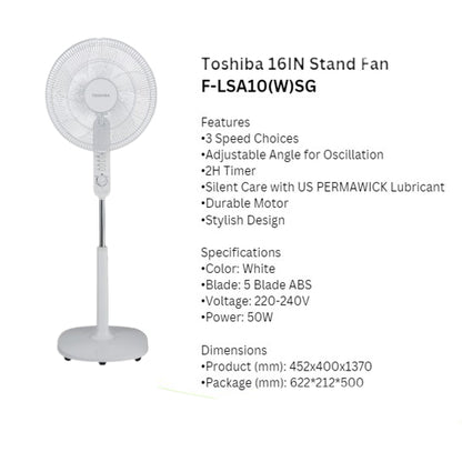 Toshiba AC/DC 16" Stand Fan with Timer and Remote (F-LSA10(W)SG / F-LSD10(W)SG)