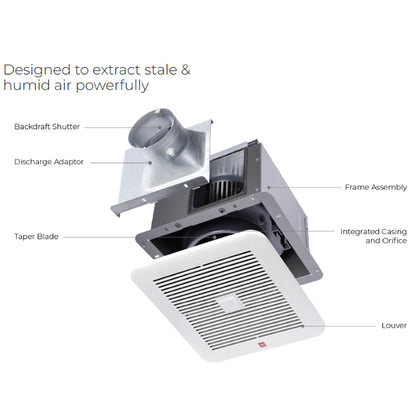 *New Model* KDK Ceiling Mount Ventilating Fan with Motion Sensor and Timer (24CURA / CURB)  / (24CHRA / CHRB) (Enquire for installation)