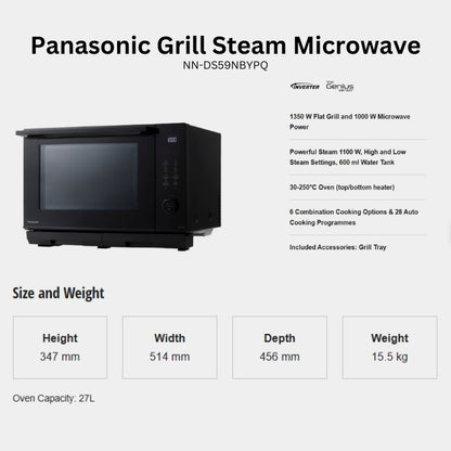 Panasonic NN-DS59NBYPQ 27L Grill Steam Microwave Oven