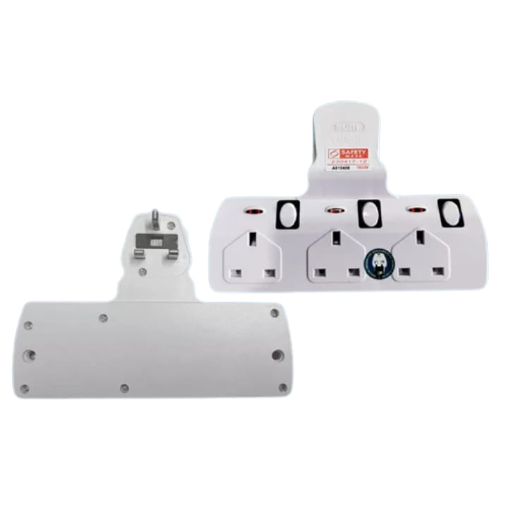 SUM 3 Way T-Adaptor Socket Plug Extension with Neon & Switch TS333N 13A, 250V, 50/60Hz (Singapore Safety Mark)