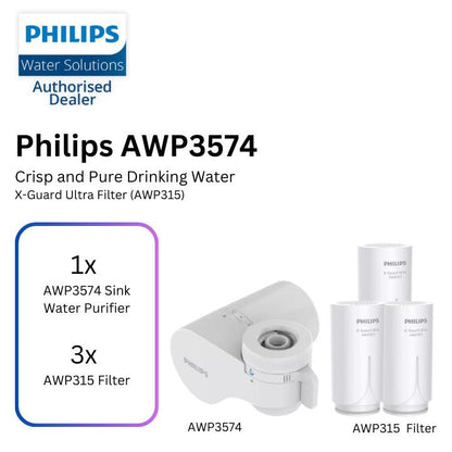 Philips AWP3753 / AWP3754 On Tap Water Purifier X-Guard Microfiltration System Granular Activated Carbon Faucet