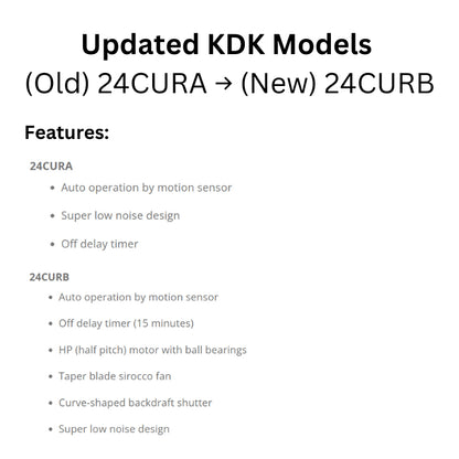 *New Model* KDK Ceiling Mount Ventilating Fan with Motion Sensor and Timer (24CURA / CURB)  / (24CHRA / CHRB) (Enquire for installation)