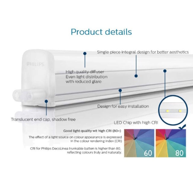 Philips Trunkable Linea LED Batten Wall Light / Cove light 4w/7w/9w/13w - 1/2/3/4 ft (Includes Linea Wire)