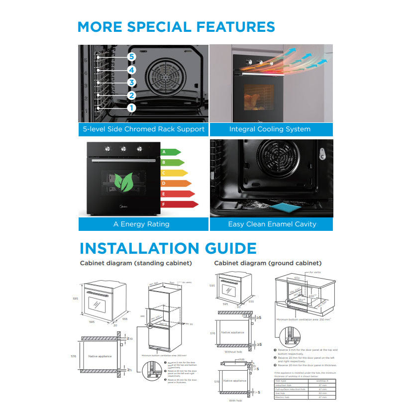 Midea (82L) Built-In Convectional Oven (MBI-65M40-SG)