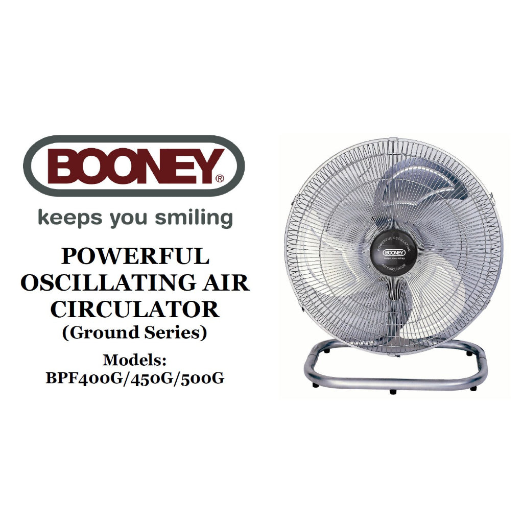 Booney Powerful Oscillating Air Circulator (Floor Power Fan) || 16" (BPF400G) / 18" (BPF450G) / 20" (BPF500G)