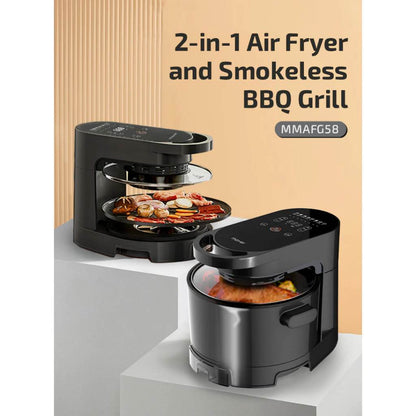 Mayer 2 In 1 Multipurpose Air Fryer & Smokeless BBQ Grill 5L Capacity (MMAFG58)