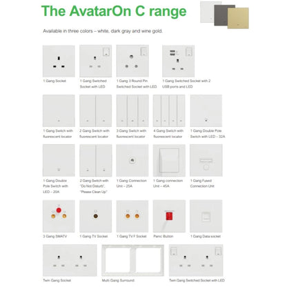 Schneider Electric AvatarOn C Switch and Socket | White / Dark Grey / Wine Gold