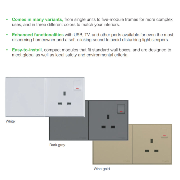 Schneider Electric AvatarOn C Switch and Socket | White / Dark Grey / Wine Gold