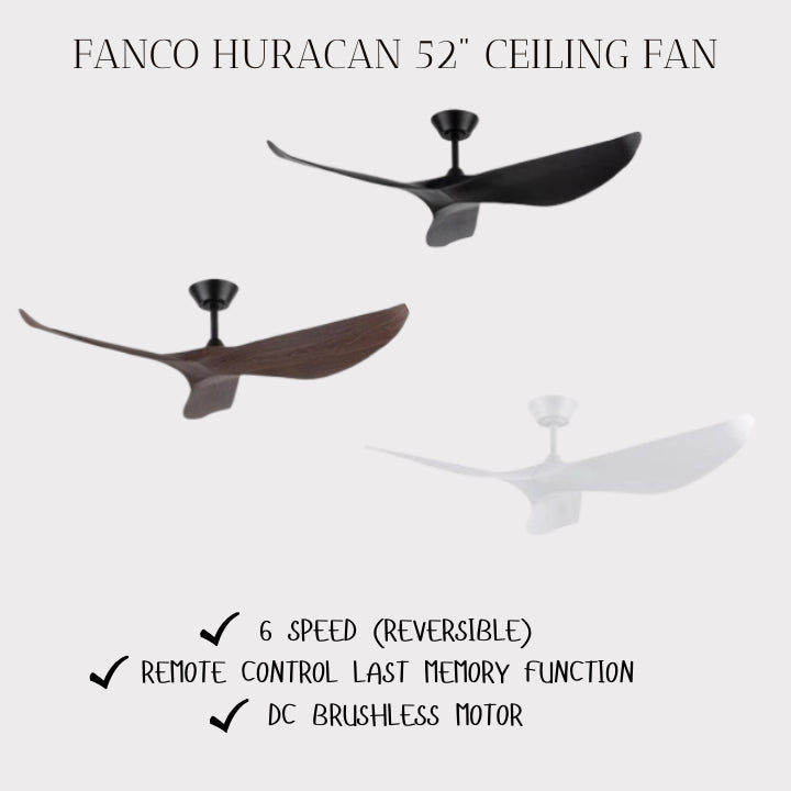 FANCO HURACAN 52" DC MOTOR CEILING FAN (Installation Service Please Contact Live Seller)