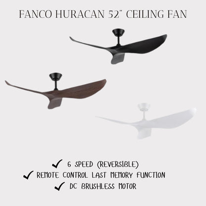FANCO HURACAN 52" DC MOTOR CEILING FAN (Installation Service Please Contact Live Seller)