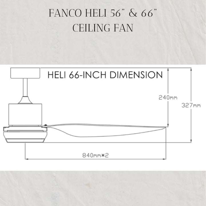 FANCO HELI 56" & 66" DC MOTOR CEILING FAN (Installation Service Please Contact Live Seller)