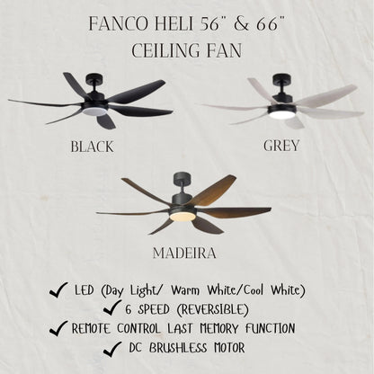 FANCO HELI 56" & 66" DC MOTOR CEILING FAN (Installation Service Please Contact Live Seller)