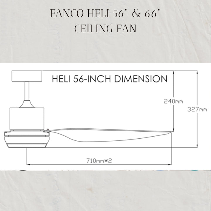 FANCO HELI 56" & 66" DC MOTOR CEILING FAN (Installation Service Please Contact Live Seller)