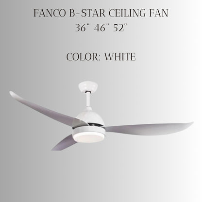 FANCO B-STAR 36" & 46" & 52" DC MOTOR CEILING FAN (Installation Service Please Contact Live Seller)