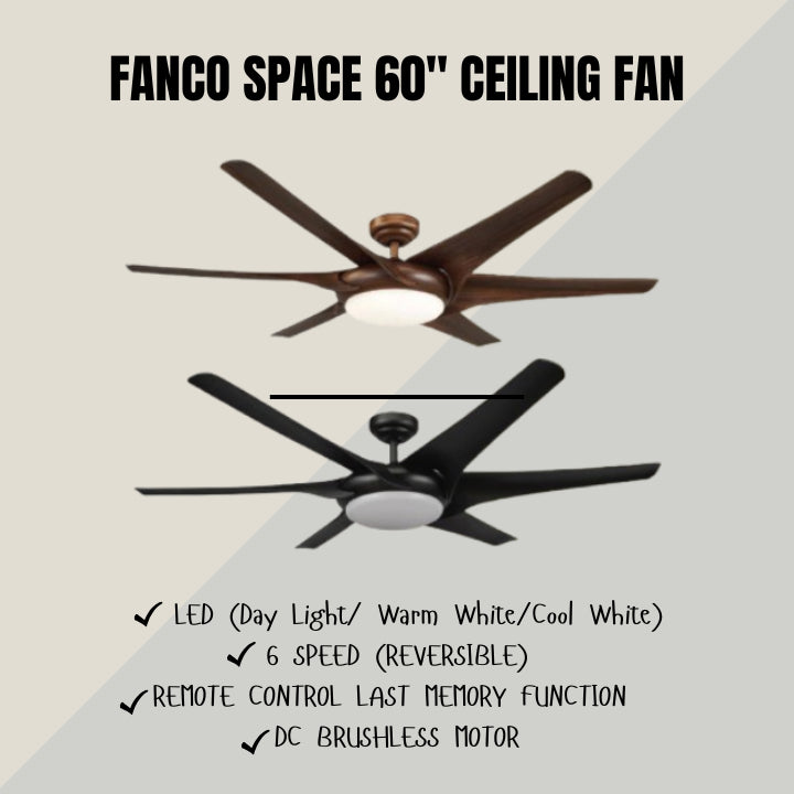 FANCO SPACE 60" DC MOTOR CEILING FAN (Installation Service Please Contact Live Seller)