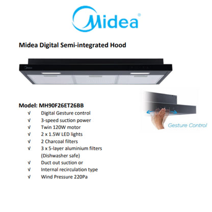 Midea Digital Semi-integrated Hood( MH90F26ET26BB)