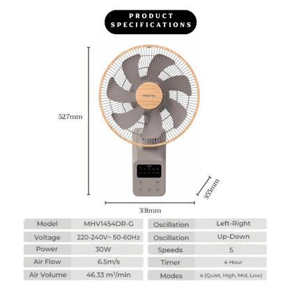 14" DC Wall Fan with Remote MWF1454DR-G
