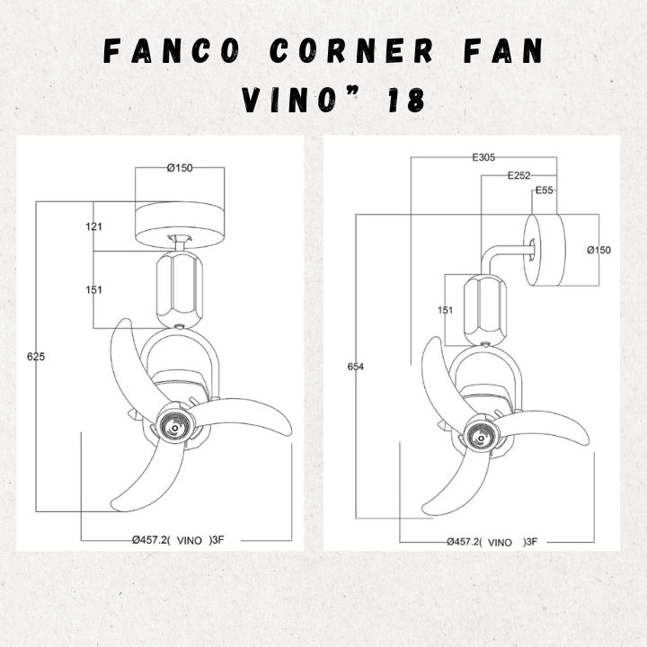 FANCO VINO 18" DC MOTOR CORNER FAN (Installation Service Please Contact Live Seller)