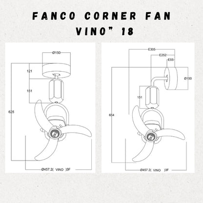 FANCO VINO 18" DC MOTOR CORNER FAN (Installation Service Please Contact Live Seller)