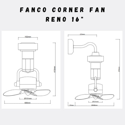 FANCO RENO 16" DC MOTOR CORNER FAN (Installation Service Please Contact Live Seller)