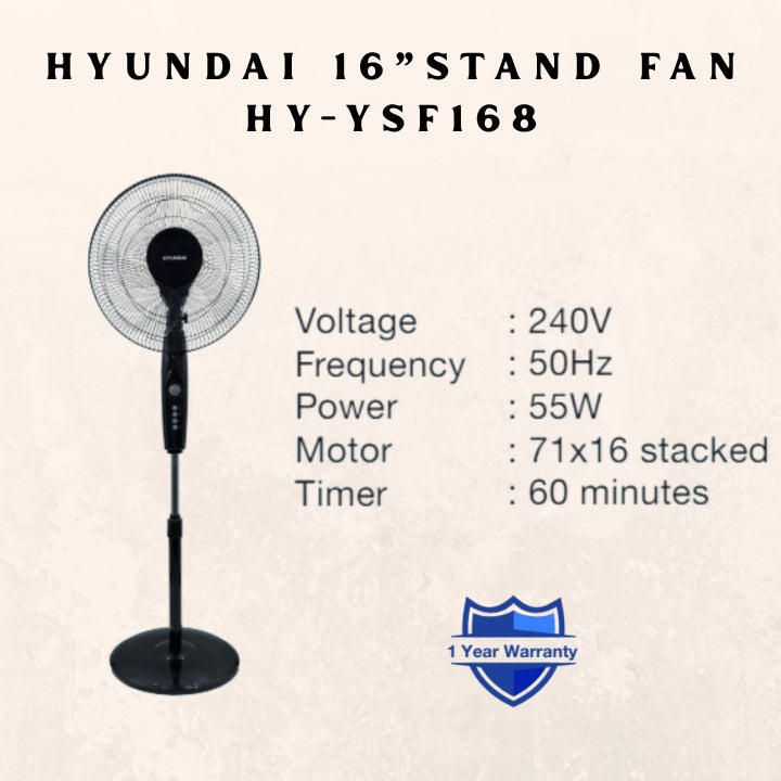Hyundai 16”Stand fan HY-YSF168 Stand Fan