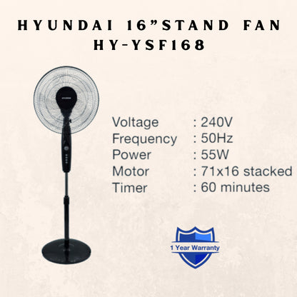 Hyundai 16”Stand fan HY-YSF168 Stand Fan